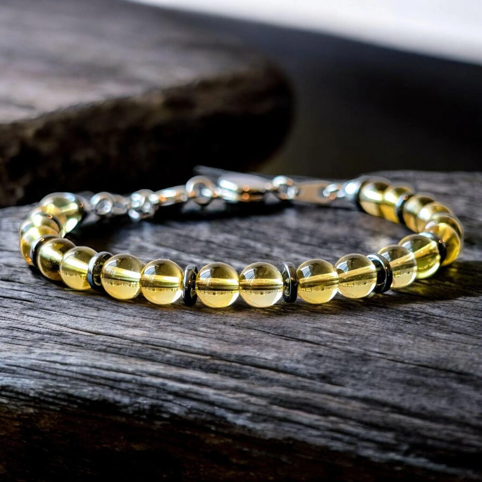 Citrine & Hematite Beaded Bracelet