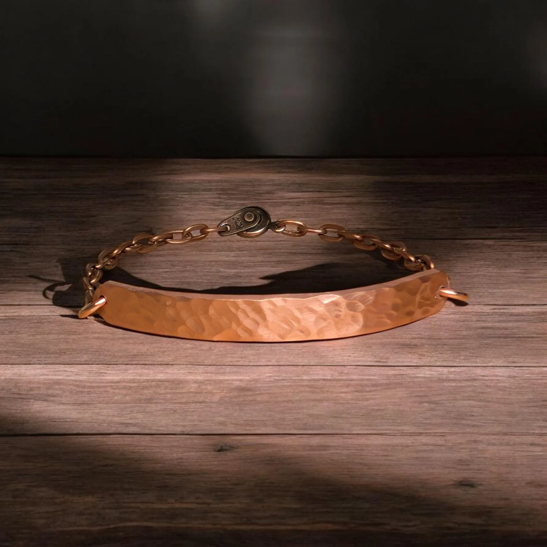 Hammered Copper & Chain Link Bracelet