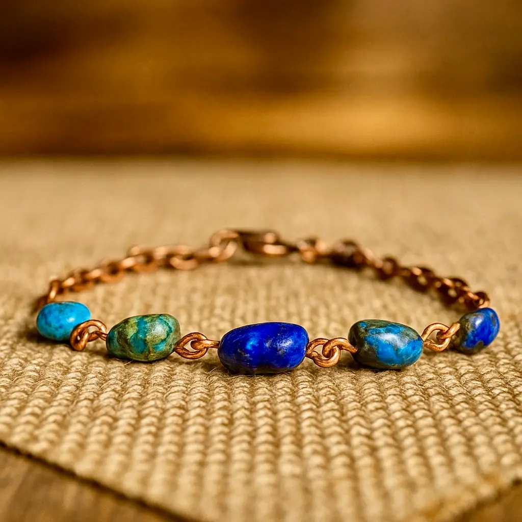 Lapis Lazuli & Copper Chain Bracelet