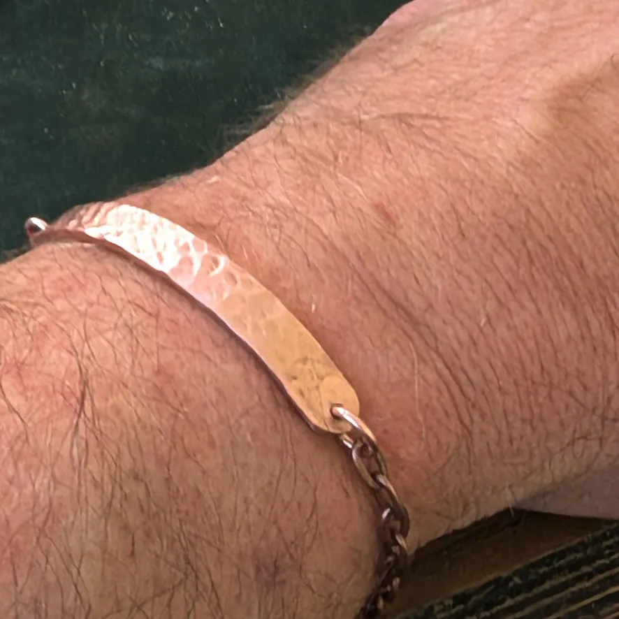 Hammered Copper & Chain Link Bracelet view 2