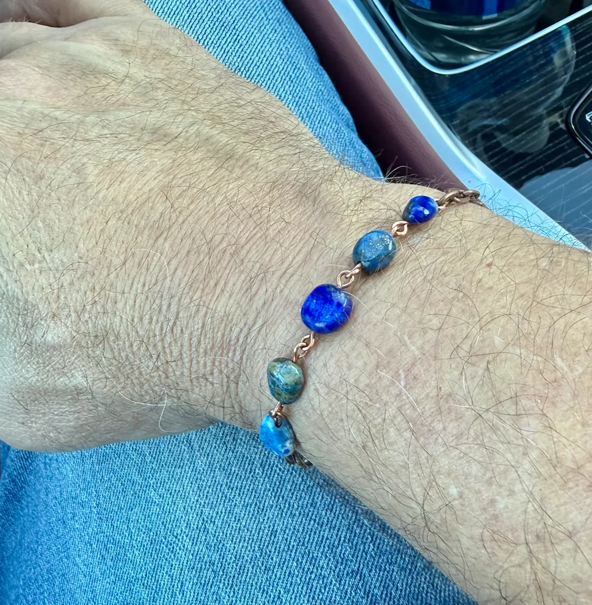 Lapis Lazuli & Copper Chain Bracelet view 2